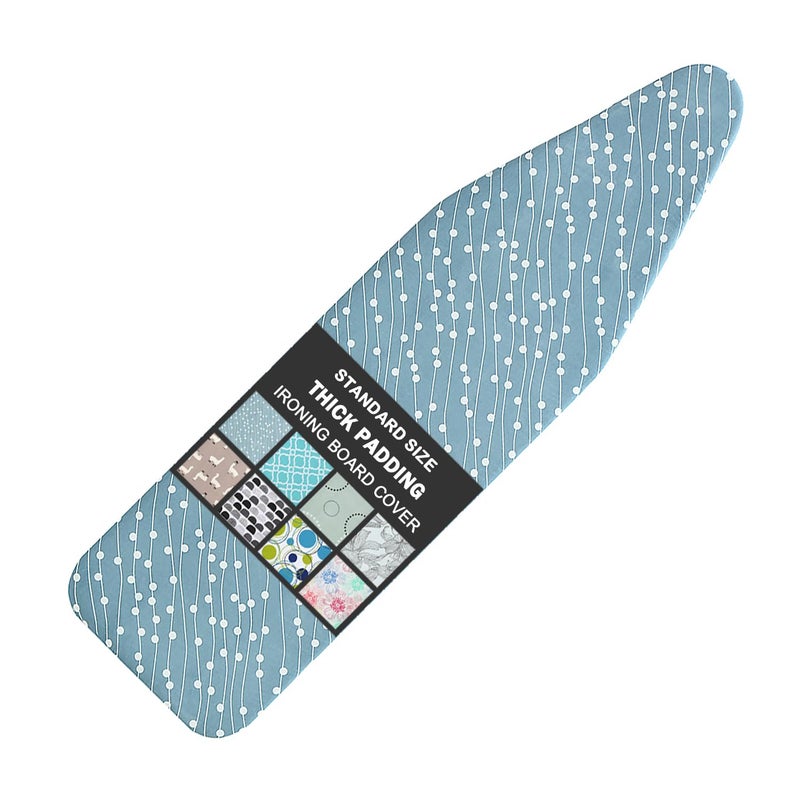 LCLW Ironing Board Cover and Pad Standard Size 15" x 54",3 Pairs of Hook and Loop Fastener Straps,Elastic Edges,Cotton Iron Board Cover with Scorch Resistant Thick Padding(White Circle) - Image 1